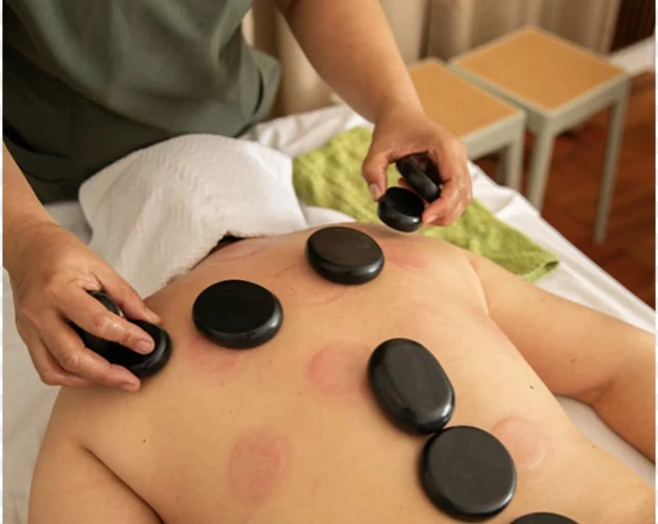 Relaxing hot stone massage at Vida Sana Spa in Columbia, SC.